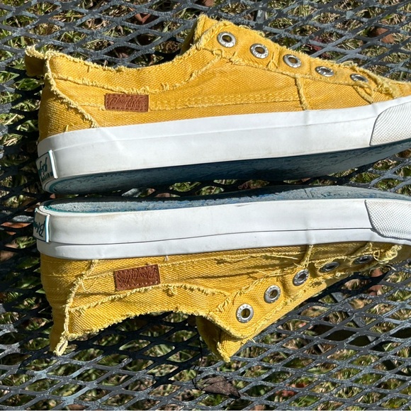 Yellow Canvas Frayed Slip-On Sneakers - Picture 4 of 6